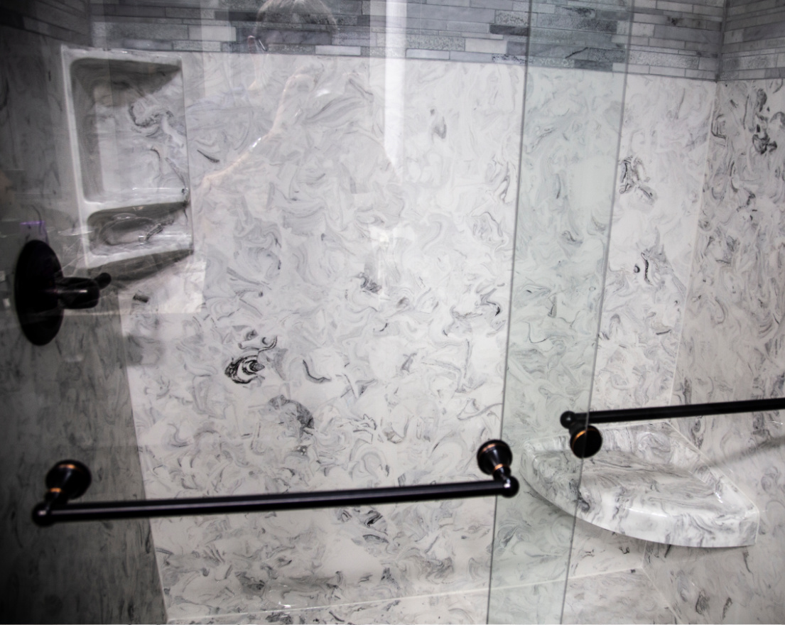 Italian Cultured Marble Walk-In Shower with Seat