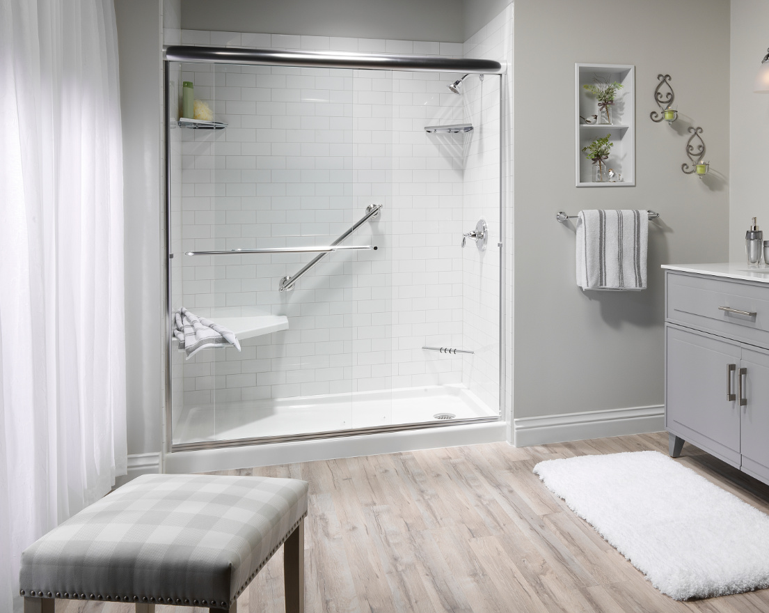 Grayline Subway Walk-In Shower with Seat and Grab Bar